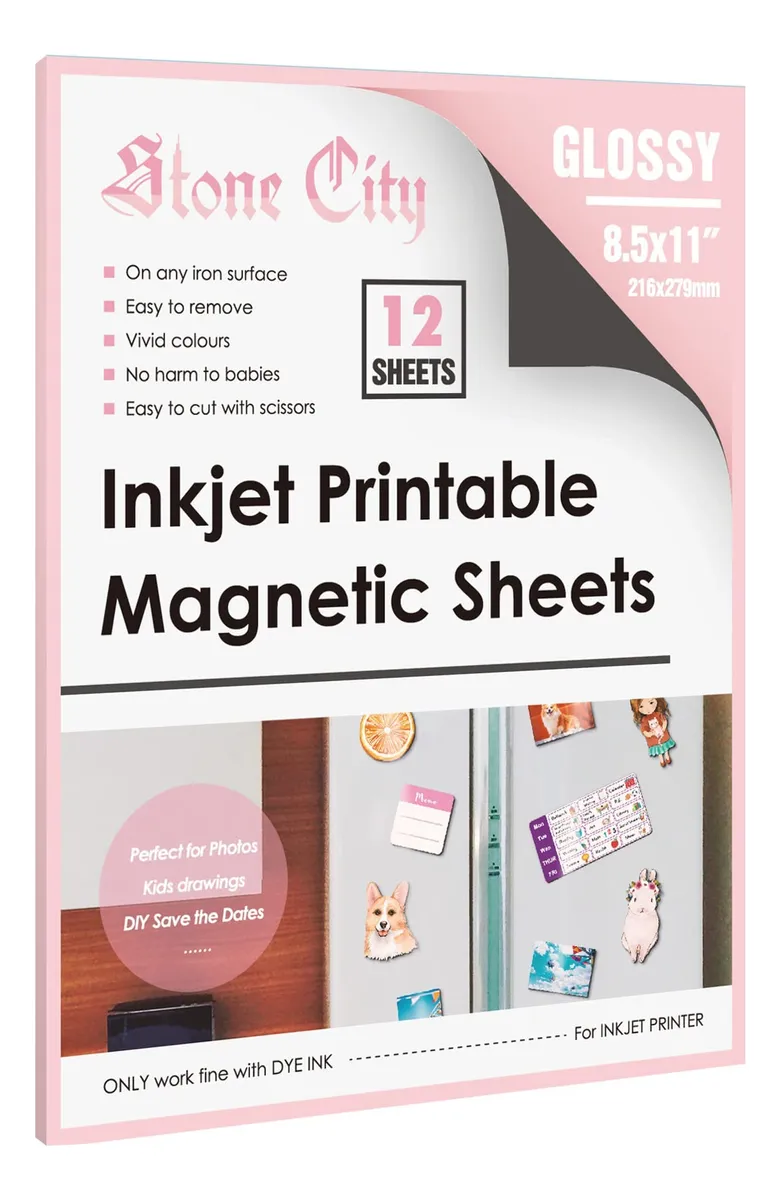 Hojas Magnéticas Imprimibles para Fotos de Nevera - Pack 12 Unidades - Blanco - Crea Tus Propios Imanes Personalizados para Decorar tu Cocina y Oficinas