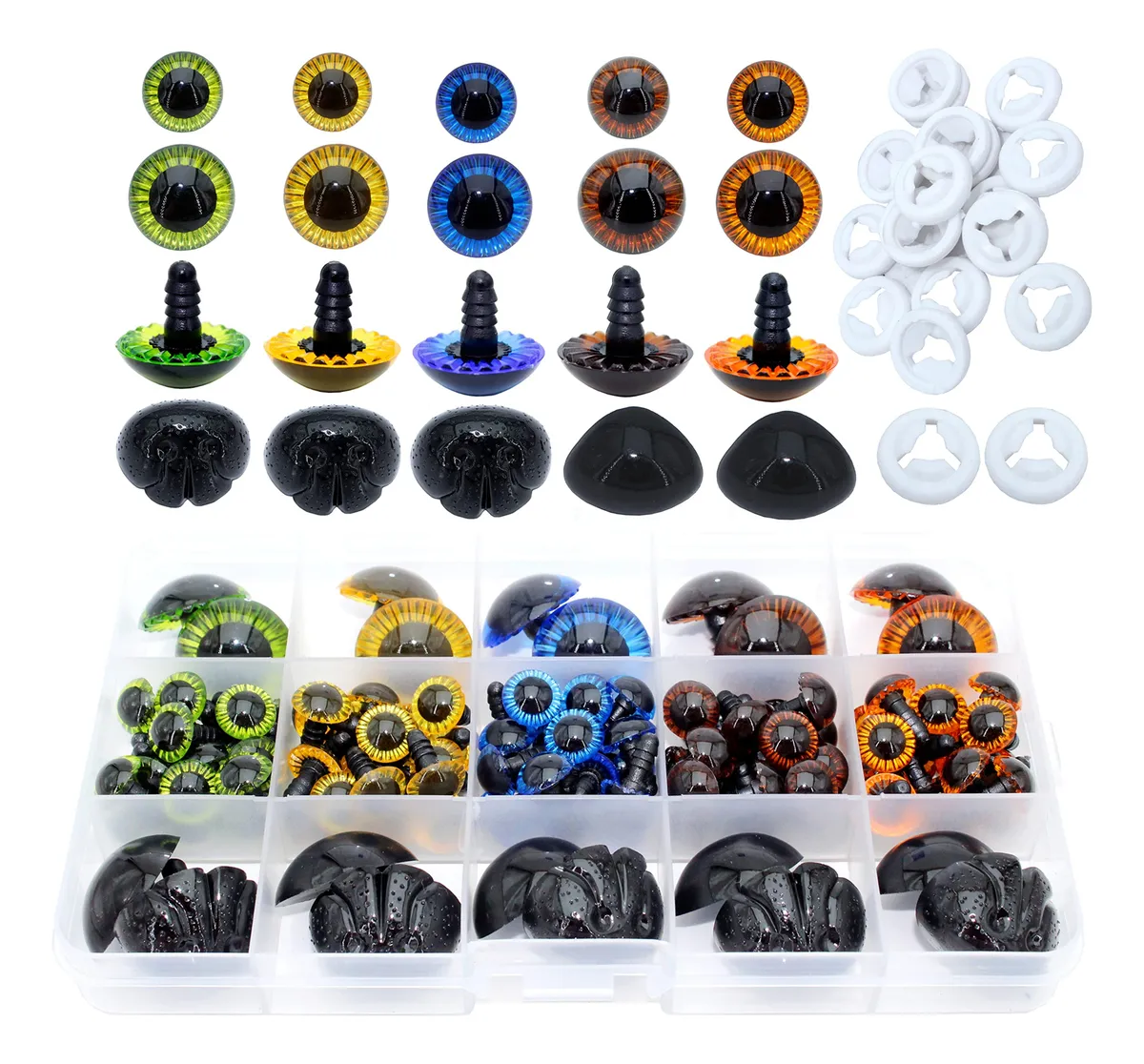 Conjunto de Ojos y Narices de Plástico para Manualidades | Accesorios para Muñecas y Figuras | Lente Transparente para Crear Diseños Únicos