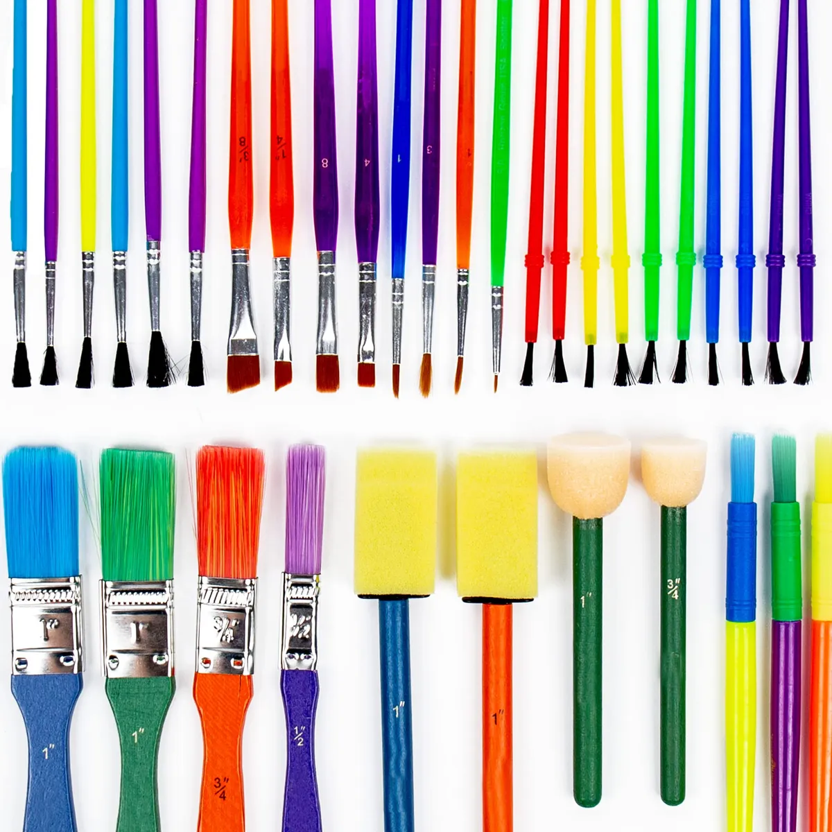 Pack Económico 35 Pinceles Multiusos para Pintura Profesional y Aficionados - Cerdas de Alta Calidad para Diversos Usos y Colores Variados