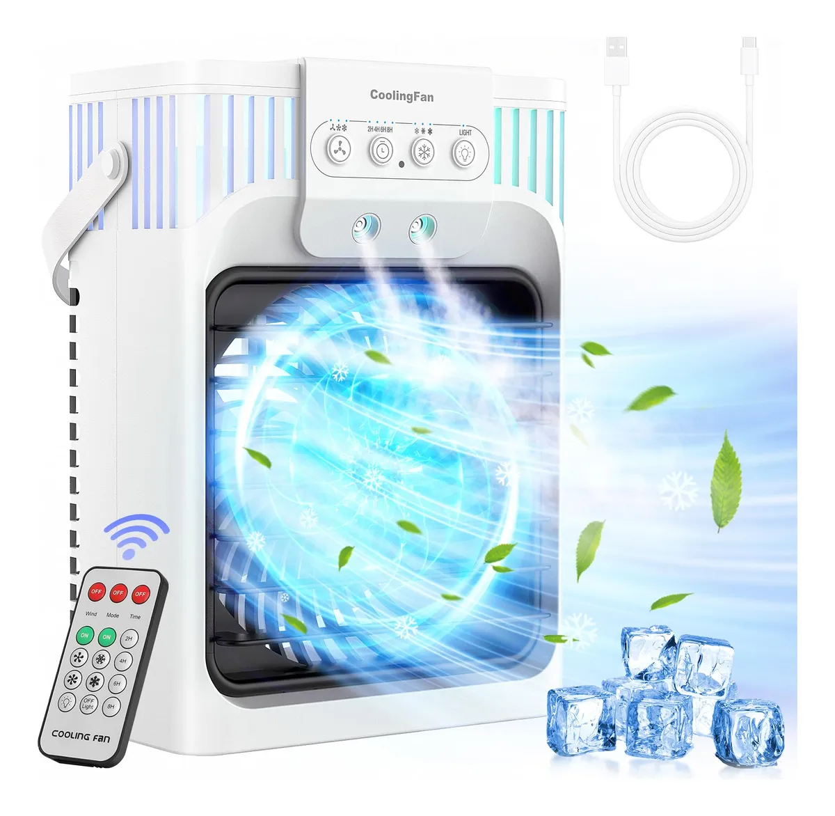 Aire Acondicionado Portátil 5 en 1 con Mando a Distancia - Enfriamiento Multifuncional Blanco para Hogar y Oficina - Solución Ideal para Climatizar Ambientes