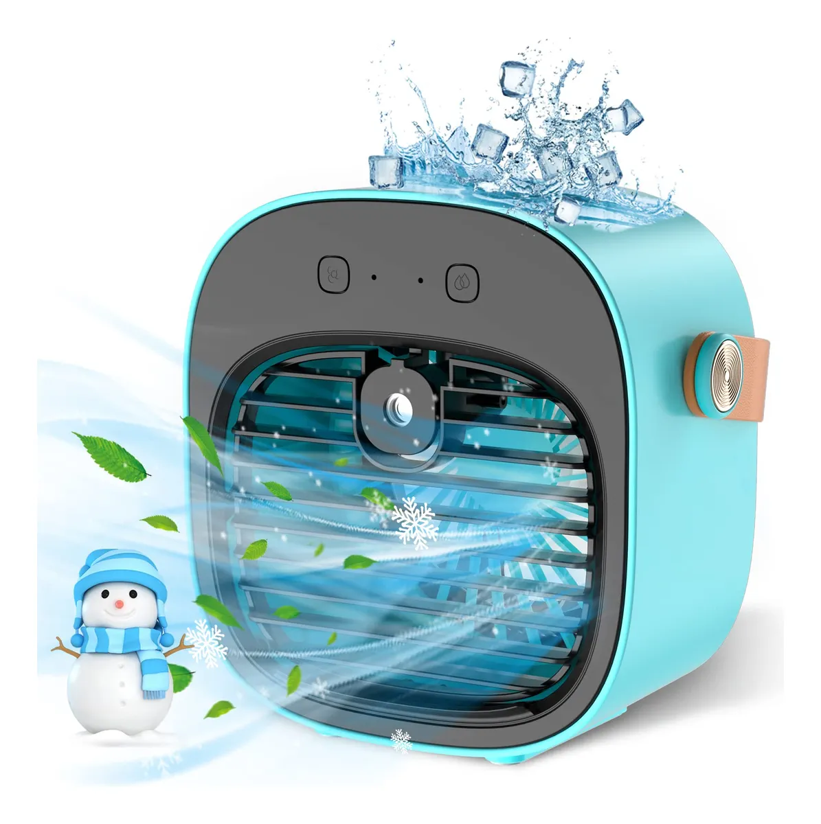 Aire Acondicionado Portátil 3 En 1: Enfriador, Ventilador USB y Humidificador Azul | Climatizador Personal de Bajo Consumo