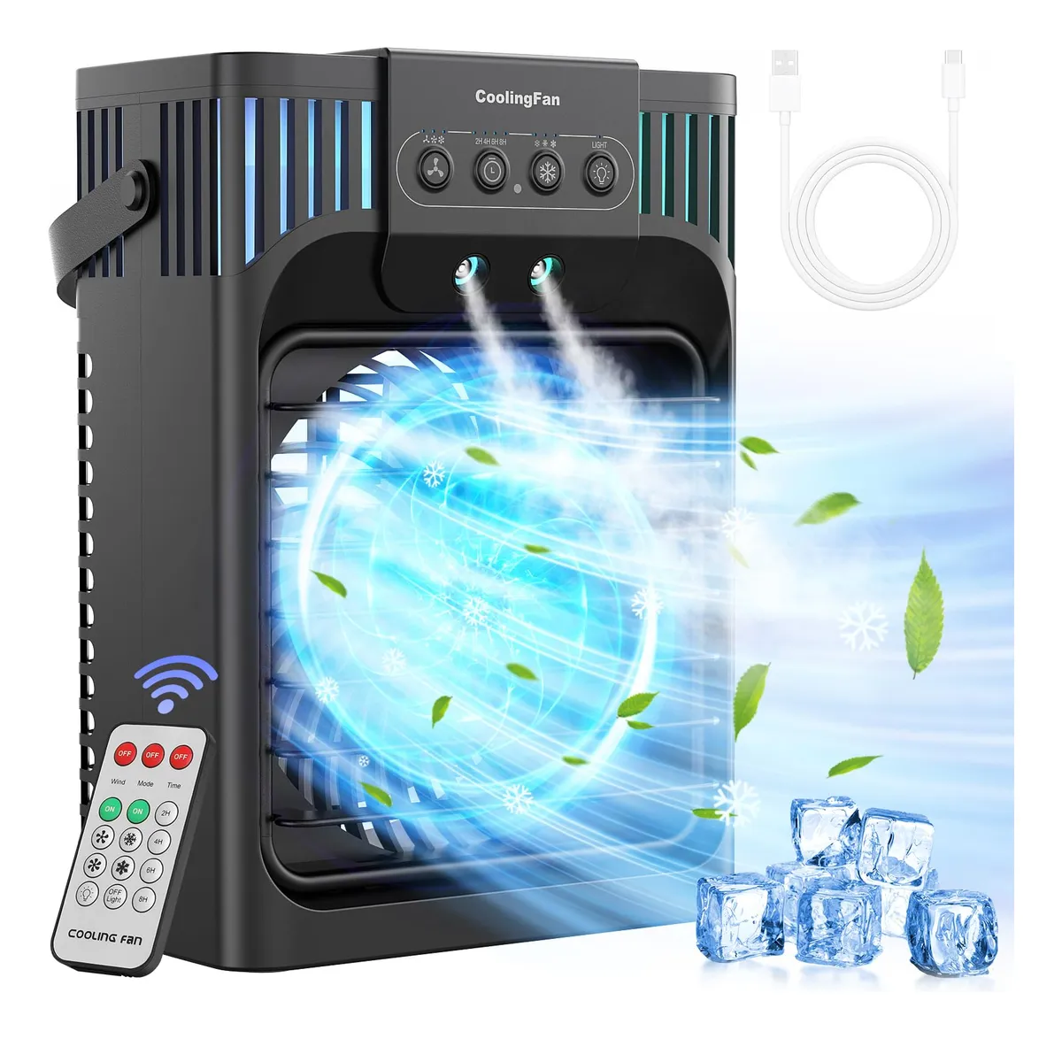 Aire Acondicionado Móvil Portátil Negro con Mando a Distancia: 3 Velocidades Ajustables para un Confort Personalizado en tu Hogar o Oficina