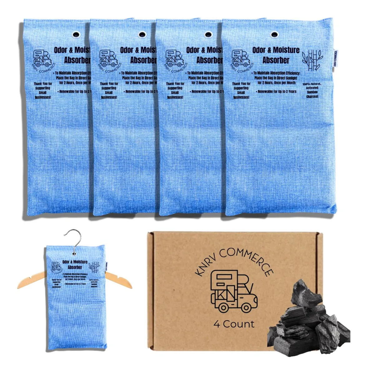 4 Bolsas Purificadoras de Aire de Bambú y Carbón Activado | Absorbe Olores y Humedad | Ideal Hogar y Coche