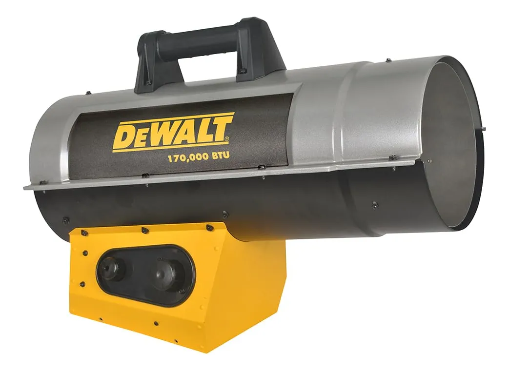Calentador de Aire a Propano Dewalt DXH170FAVT Negro y Amarillo | Potente Calefacción Industrial para Exteriores y Espacios Amplios | Calidad Profesional y Rendimiento Confiable