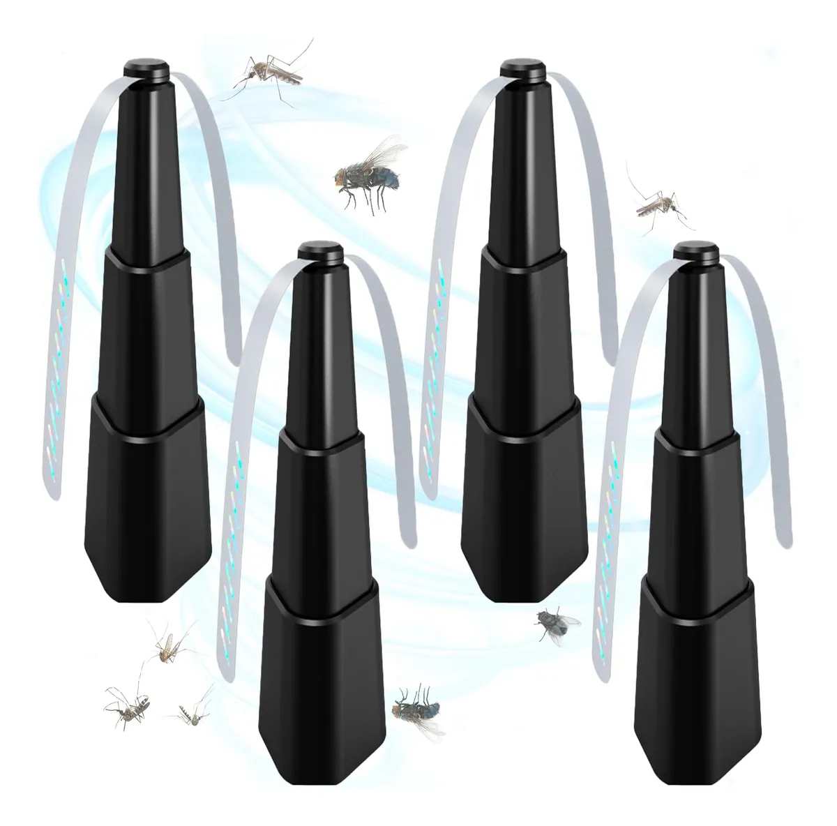 Paquete de 4 Ventiladores Repelentes de Moscas para Patio y Exteriores | Dispositivo Anti Mosquitos Eficaz para Mesas y Áreas de Comida | Aire Fresco sin Insectos