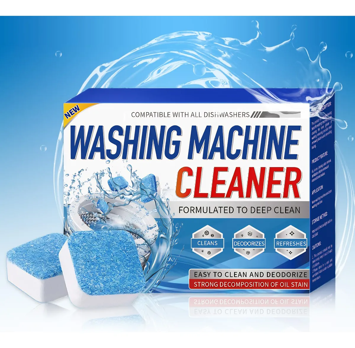 Limpiador Efervescente en Tabletas para Lavadoras - Pack de 24 Unidades - Mantenimiento y Limpieza Profunda del Tambor
