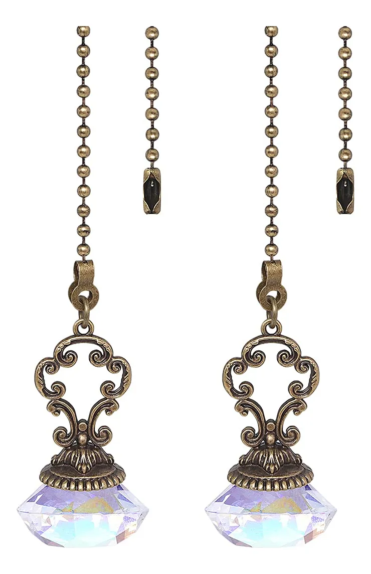 2 Piezas Cadena de Extracción para Ventilador de Techo con Revestimiento Transparente - Accesorios Elegantes para Iluminación y Ventiladores