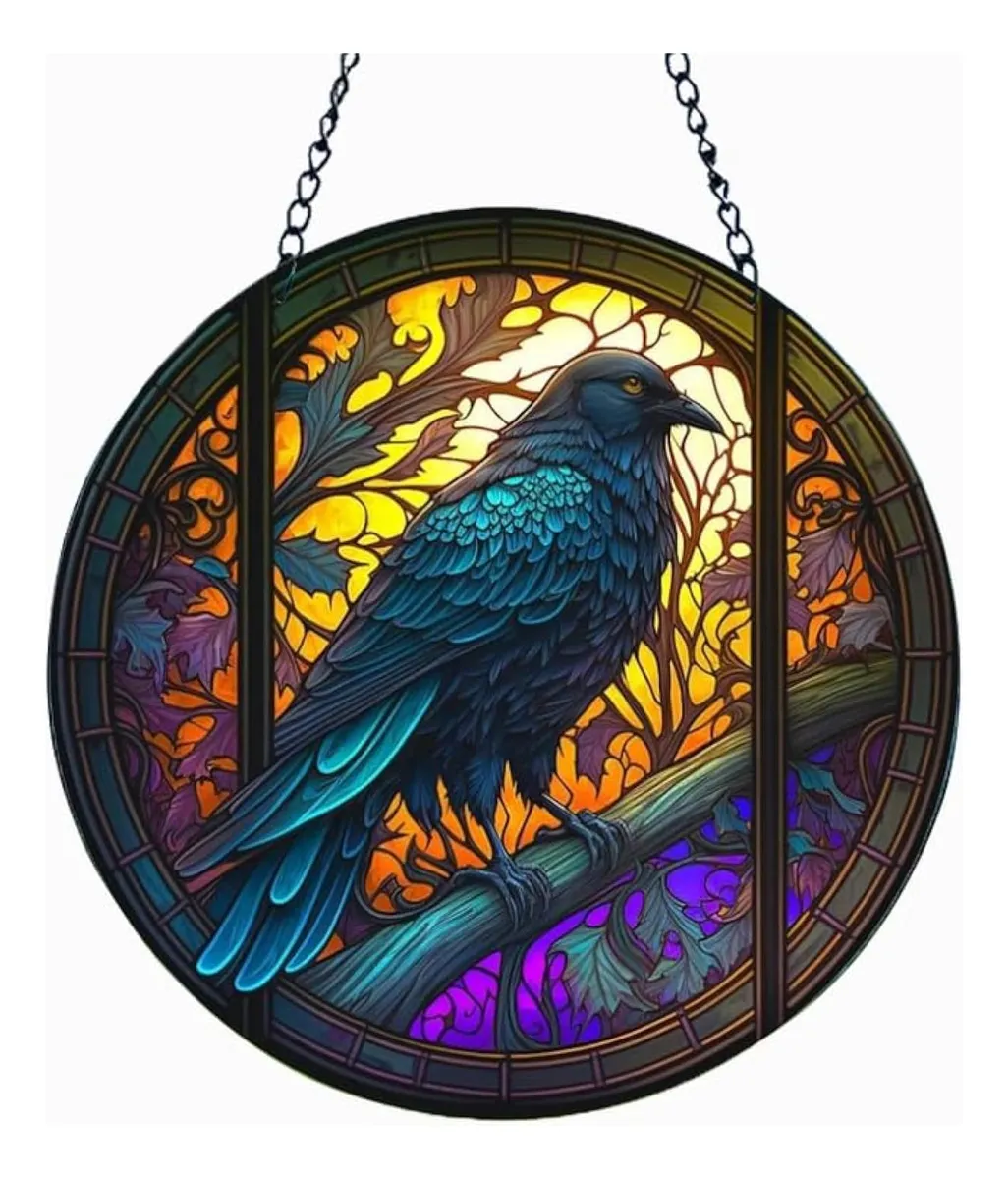 Cuadro Decorativo Acabado Acrílico Brillante "Cuervo" para Decoración de Otoño | Arte Moderno y Elegante para tu Hogar | Diseño Único con Brillo Intenso