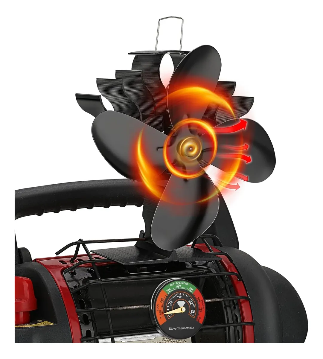Ventilador de Estufa de Leña 4 Aspas Ecofan No Eléctrico: Mejora la Distribución del Calor de Forma Eficiente y Ecológica | Aire Caliente | Estufas de Leña