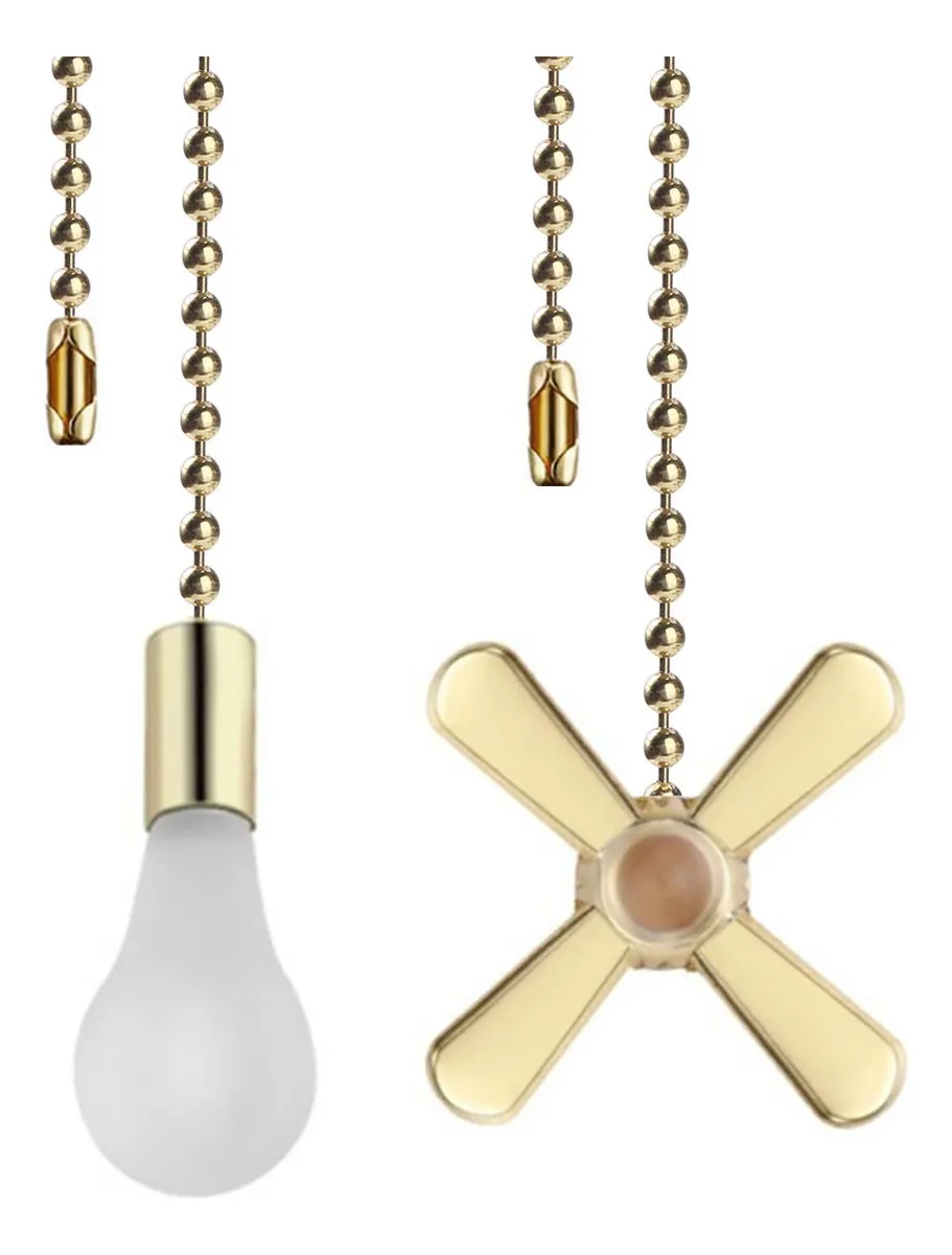 Cadena de Tracción para Ventilador de Techo - Tirador Estilo Latón (Brass) para Control Fácil y Decoración Elegante