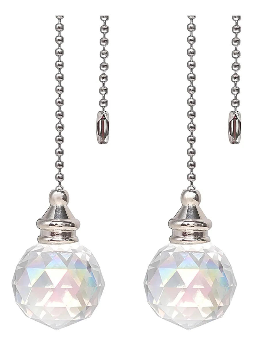 Cadena de Tracción para Ventilador de Techo - 2 Piezas con Accesorio Recambiable - Acabado Cromado Mate Duradero - Ideal para Control de Velocidad y Luz - Repuesto Universal y Fácil Instalación