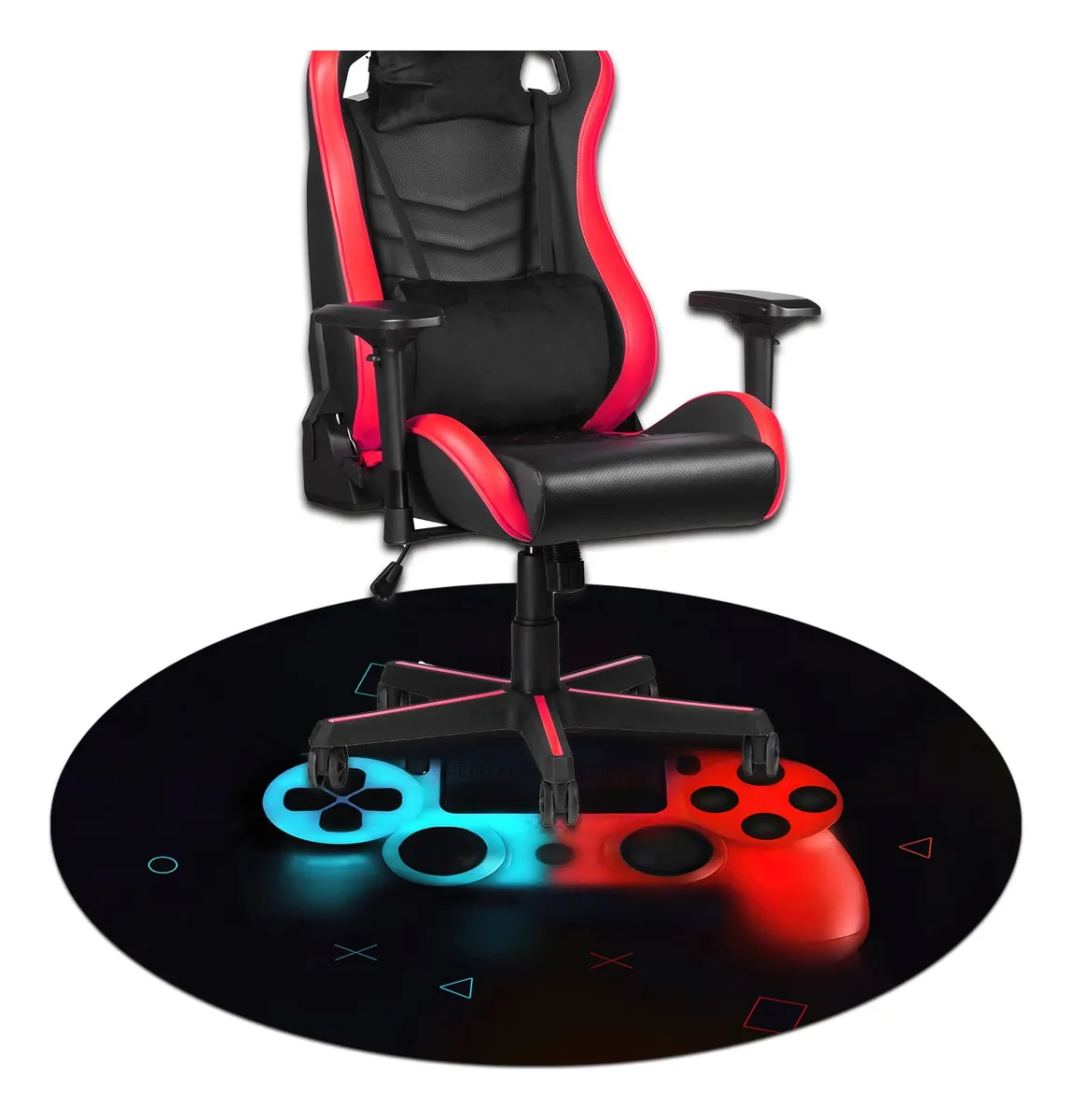 Alfombrilla Antideslizante Redonda para Silla Gaming Roja - Diseño Impreso Gaming03 - Protege tu Suelo y Mejora tu Experiencia de Juego
