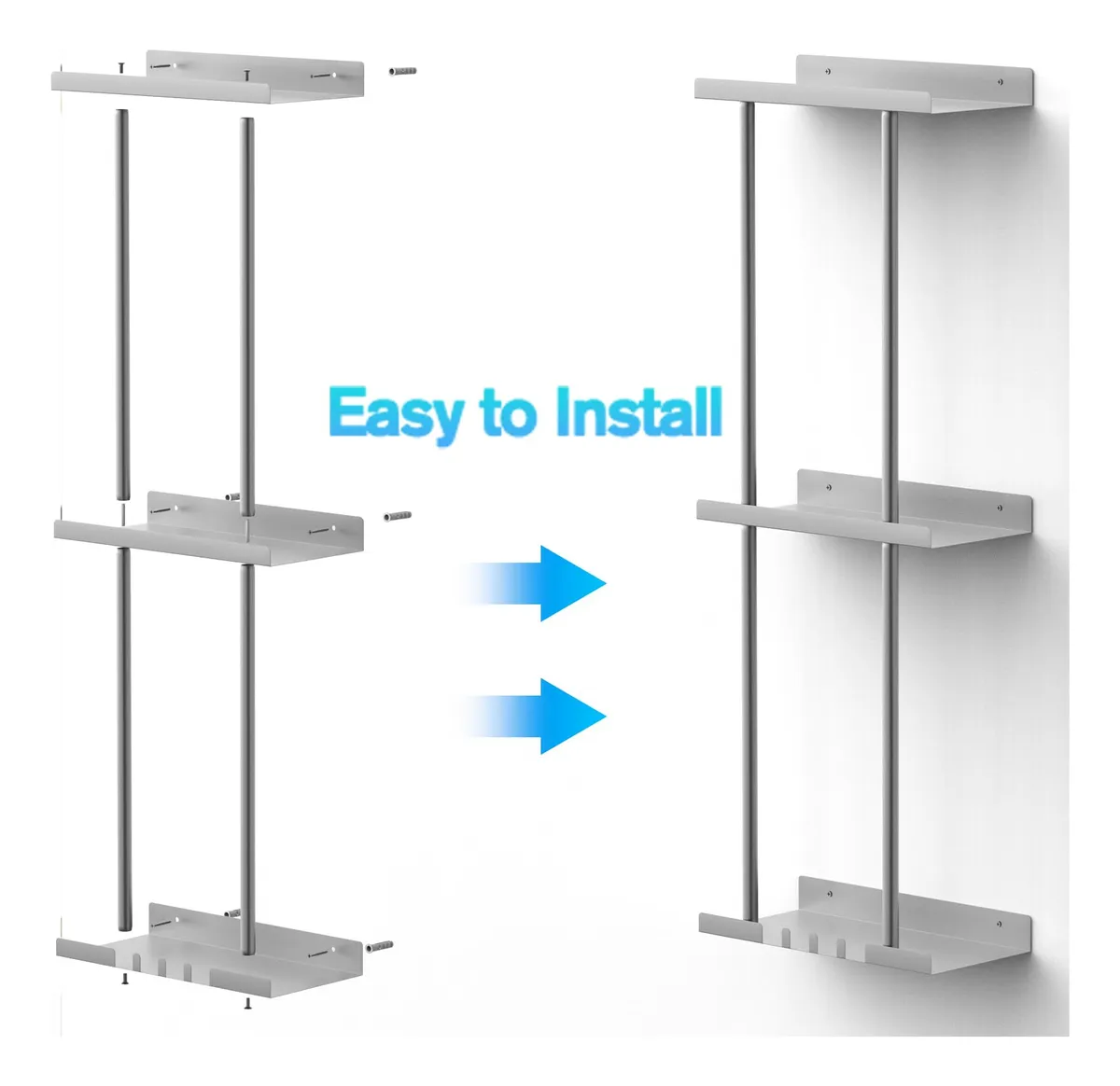 Toallero Vertical Organizador Baño Gris Plateado - Soporte Toallas ...