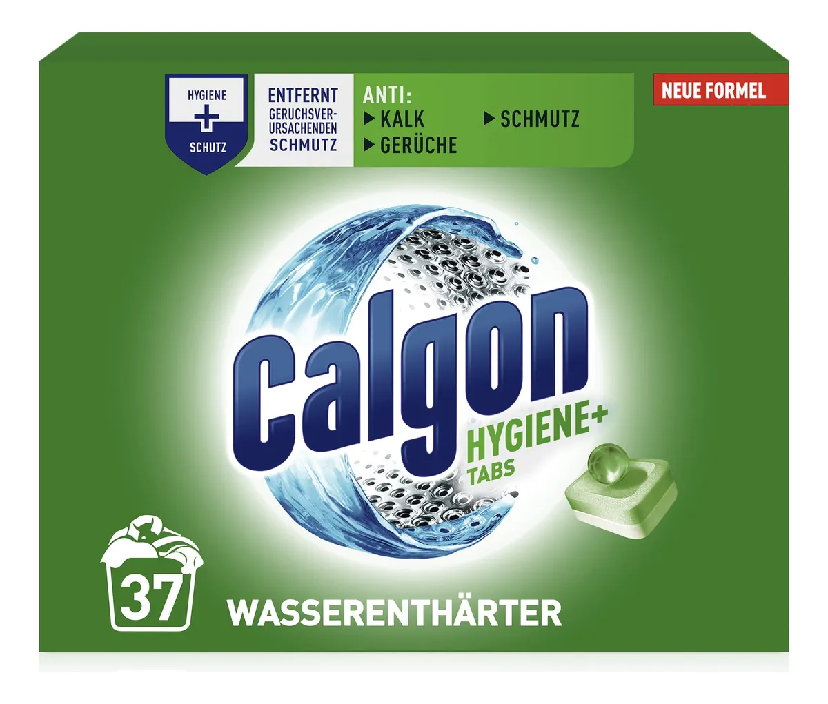 Calgon Higiene Tabs para Lavadora, Limpiador Profundo y Antical, Mantiene tu Lavadora Impecable, Paquete con 37 Unidades