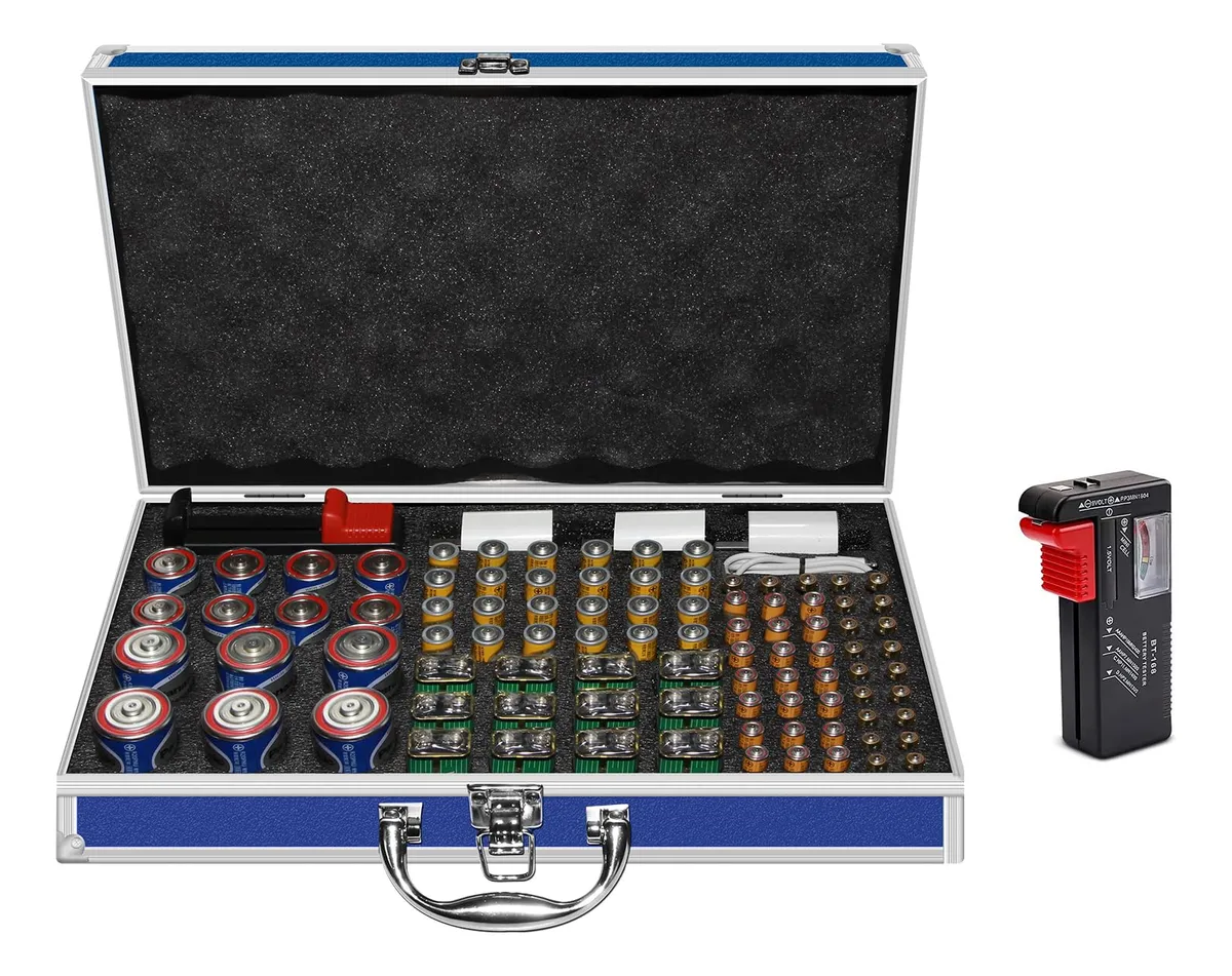 Caja Organizadora de Baterías Duradera Resistente al Agua para Almacenamiento Seguro y Protección de Pilas AA, AAA y Más | Organización Hogar y Taller