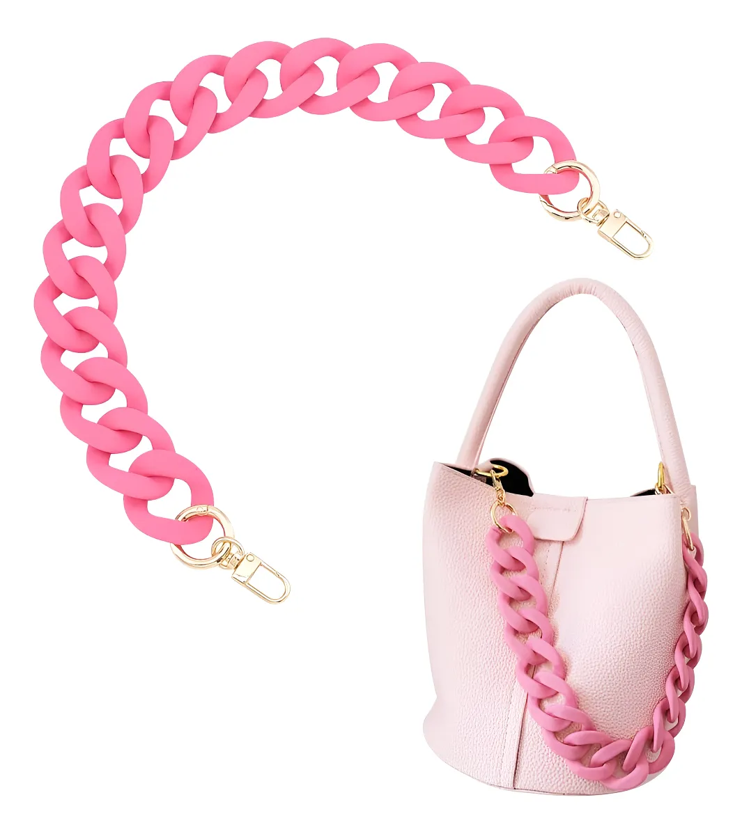 Correa de Acrílico Rosa para Bolso con Colgante Decorativo - Elegante Accesorio de Moda - Ajustable y Duradero para tu Bolso Favorito