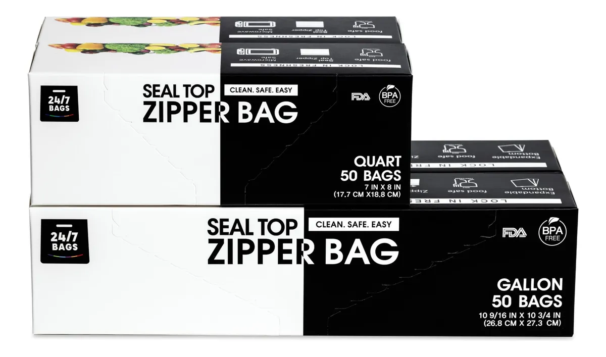 200 Bolsas de Almacenamiento de Alimentos con Cierre Doble Hermético | Conserva Frescura por Más Tiempo | Ideales para Cocina y Viajes | Reutilizables y Duraderas