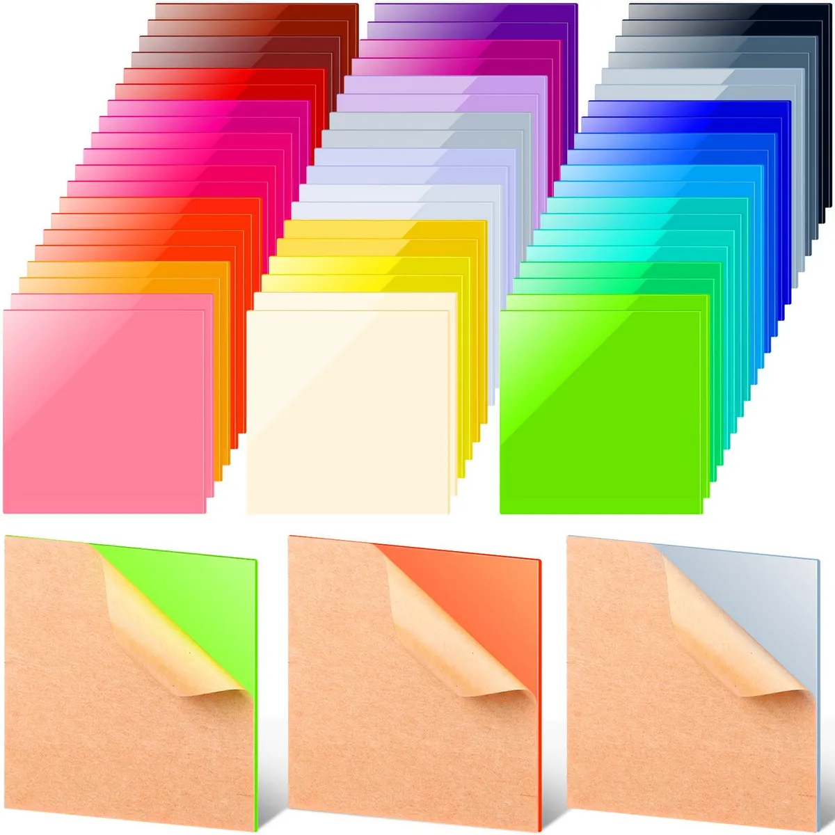 60 Hojas Acrílicas de Colores Premium para Corte Láser | Placas Metacrilato Flexibles y Resistentes | Grosor Personalizable | Ideal Manualidades, Proyectos DIY, Señalética y Decoración