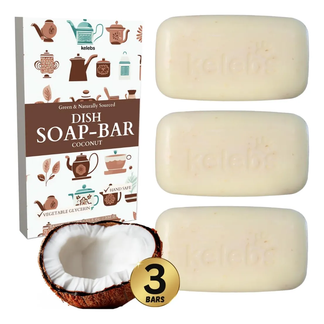 Jabón De Cocina Hipoalergénico Coco Orgánico Sostenible para Platos y Vajilla - Limpieza Suave y Ecológica | Aroma Fresco