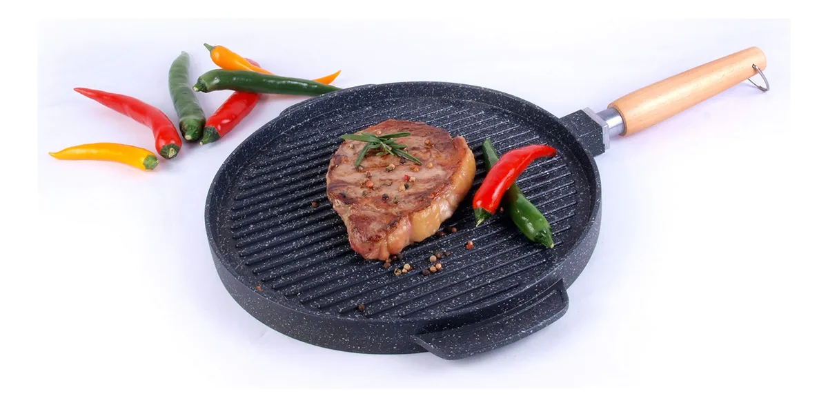 Placa de Piedra para Inducción Negro 28 cm: Cocina Eficiente y Elegante para tu Hogar | Antiadherente y Fácil Limpieza