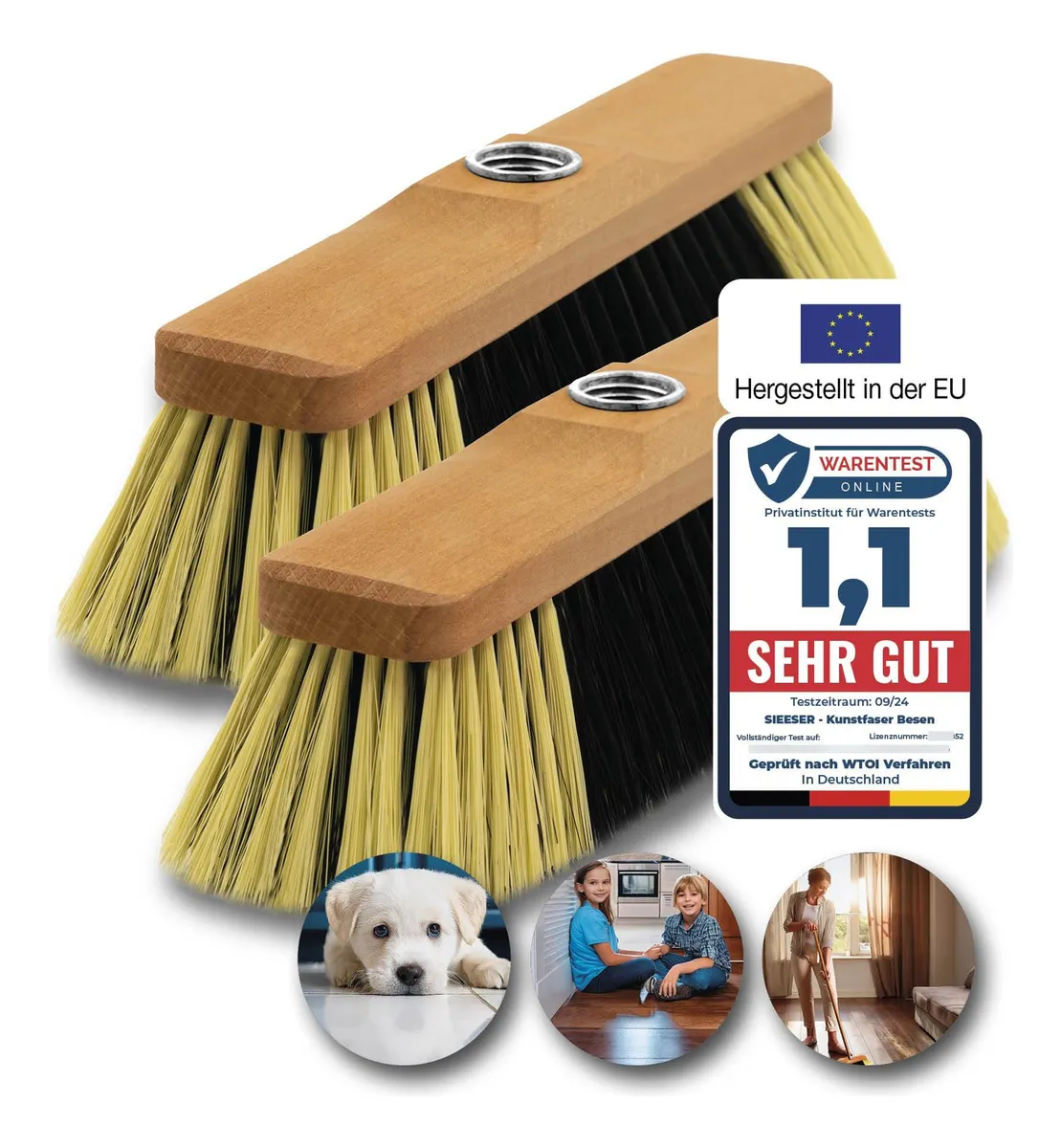 Cabezal de Escoba con Rosca Fija Metal y Madera de Haya - Duradero y Resistente para Limpieza Profesional y Hogareña