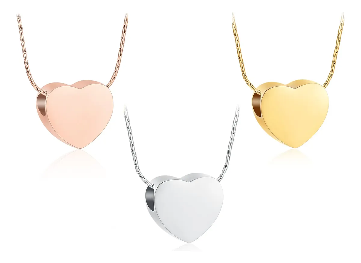 Colgante Urna Joyería De Cremación Corazón Conmemorativa: Un Hermoso Recuerdo, Color Plateado y Dorado para Guardar Cenizas