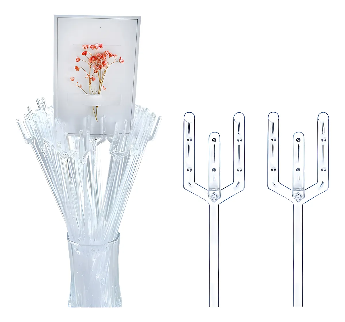 50 Portatarjetas de Plástico para Arreglos Florales | Soporte Tarjeta Ramo | Ideal Floristerías y Eventos