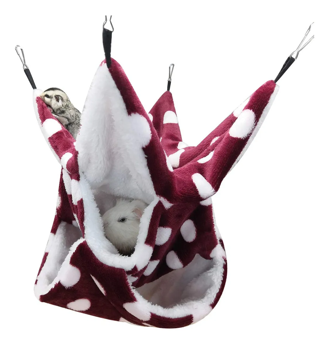 Hamaca Triple Capa para Jaulas de Mascotas - Cómoda y Resistente, Diseñada para Máximo Confort y Juego, Color Rojo Vibrante, Ideal para Pájaros, Roedores y Otros Animales Pequeños