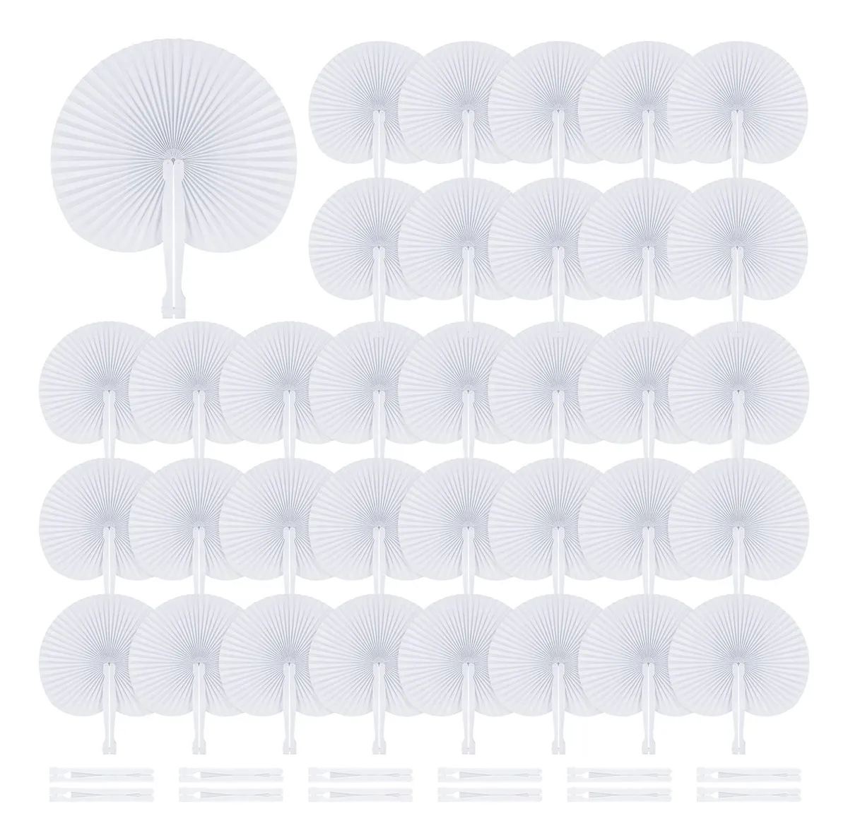 100 Abanicos de Papel Blanco Elegantes para Decoración de Fiestas, Bodas y Eventos. Perfecto para Celebraciones Sofisticadas.