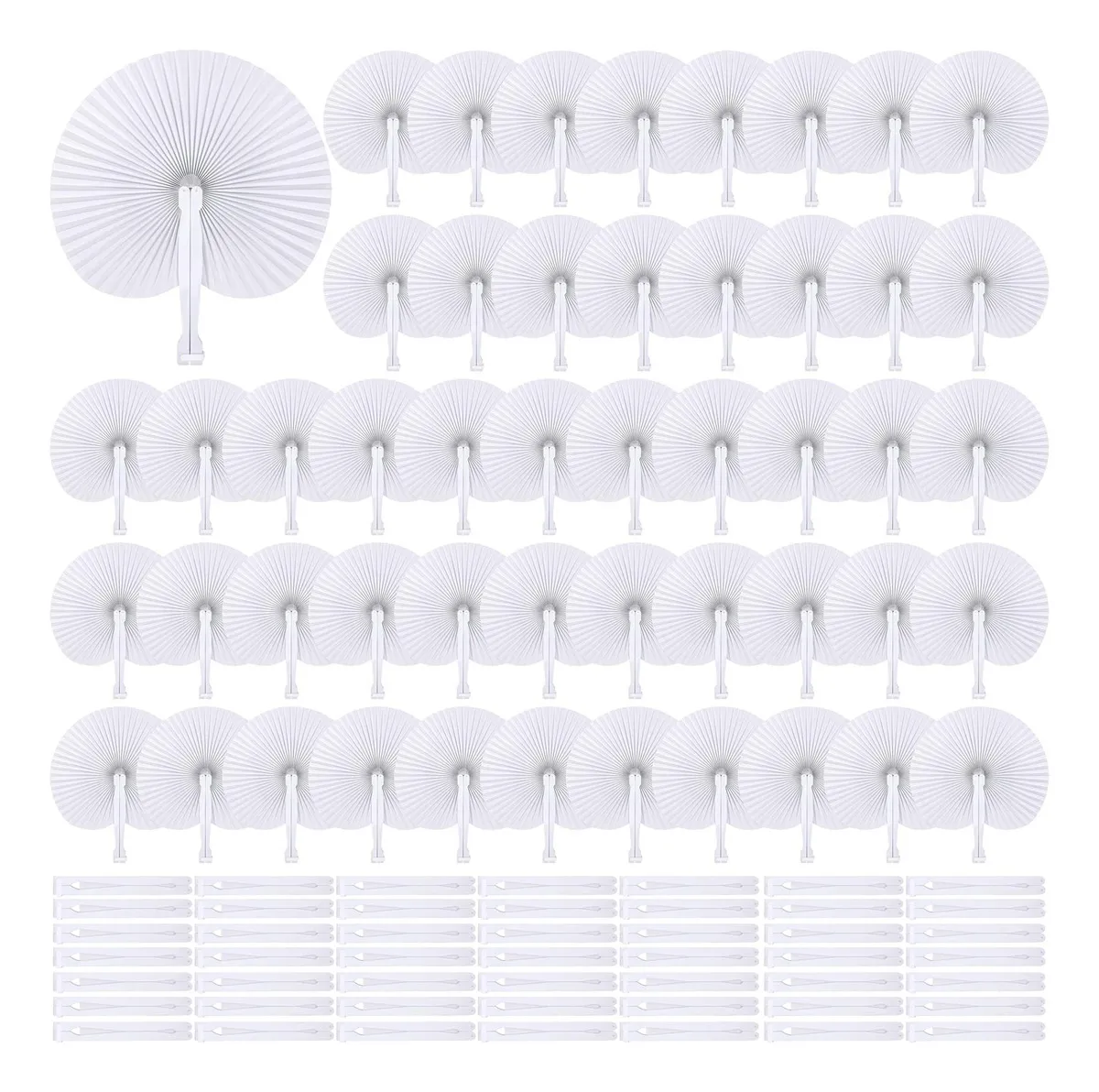 100 Abanicos de Papel Plegables Blancos para Fiestas, Bodas y Eventos | Decoración Elegante y Práctica | Diseño Versátil