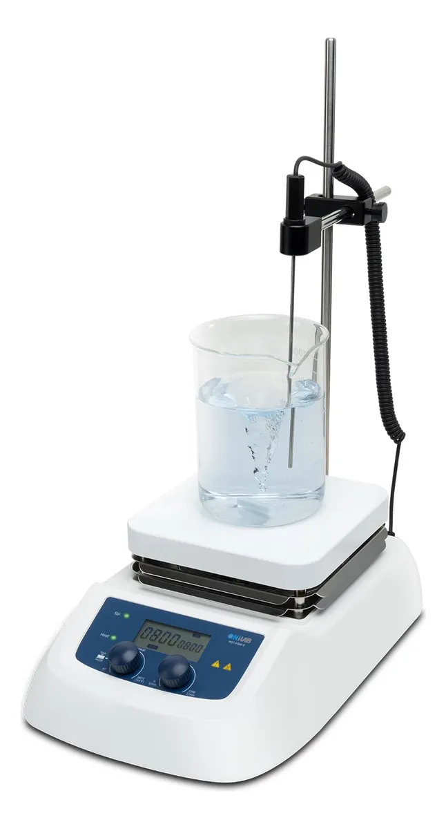 Agitador Magnético Digital LCD con Placa de Cerámica - 380 RPM, Control Preciso de Velocidad 200-1500 RPM - Ideal para Laboratorios y Mezclas Químicas