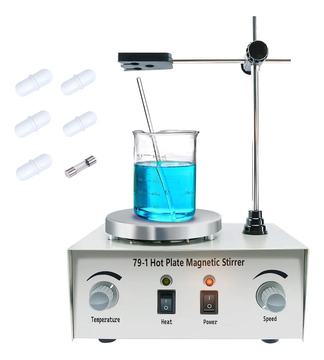 Agitador Magnético Laboratorio 2400 RPM con Soporte y 5 Accesorios de Color Negro - Precisión y Eficiencia en Mezclas Químicas