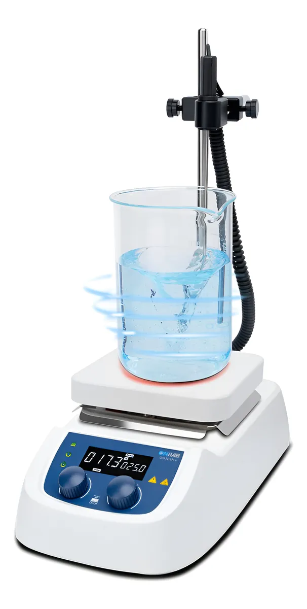 Agitador Magnético Digital LCD 380 con Temporizador y Sonda - Equipamiento Laboratorio Preciso - Control Temperatura y Velocidad - Ideal Laboratorios y Química