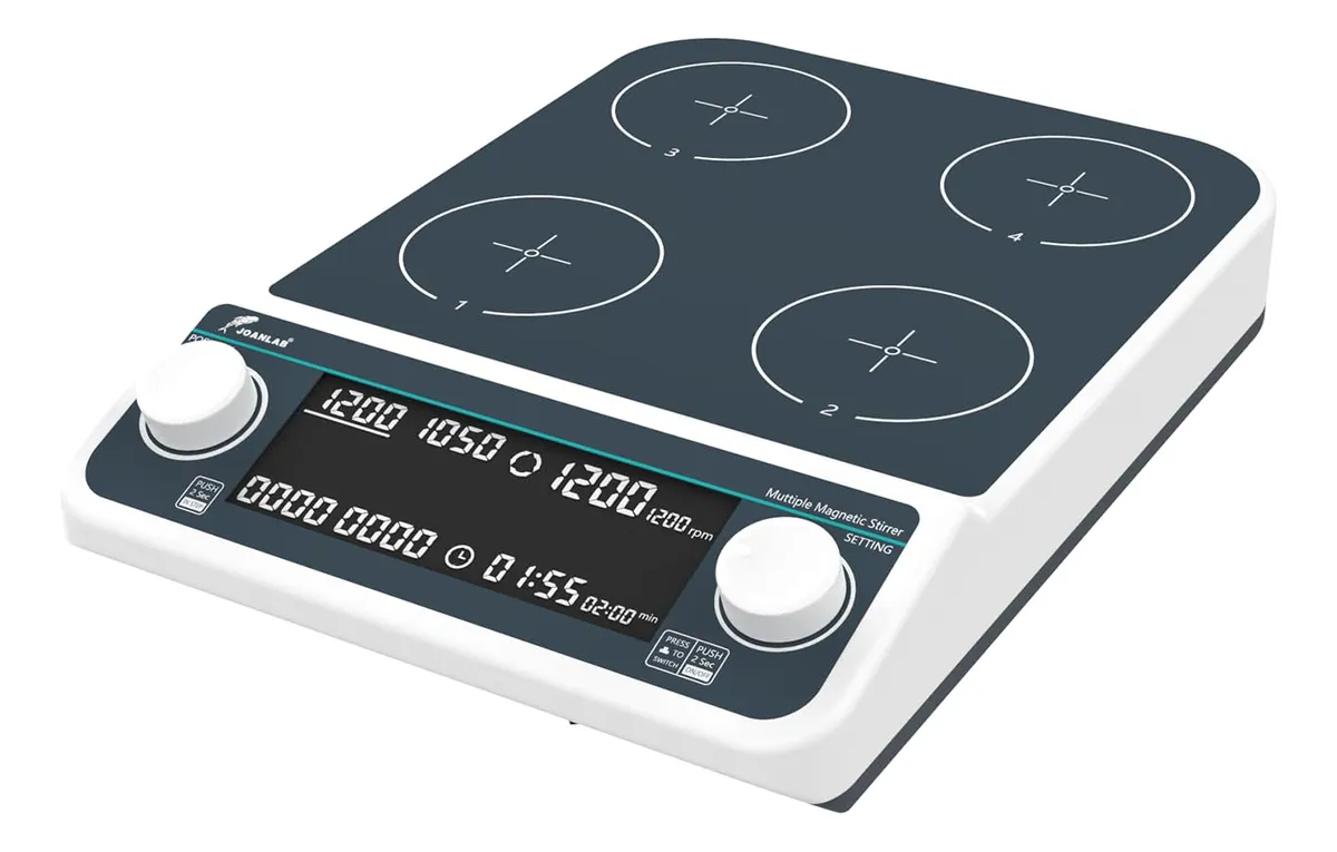Agitador Magnético Joanlab de 4 Posiciones Múltiples: Ideal para Laboratorios y Mezclas Precisas | Equipamiento Científico Profesional