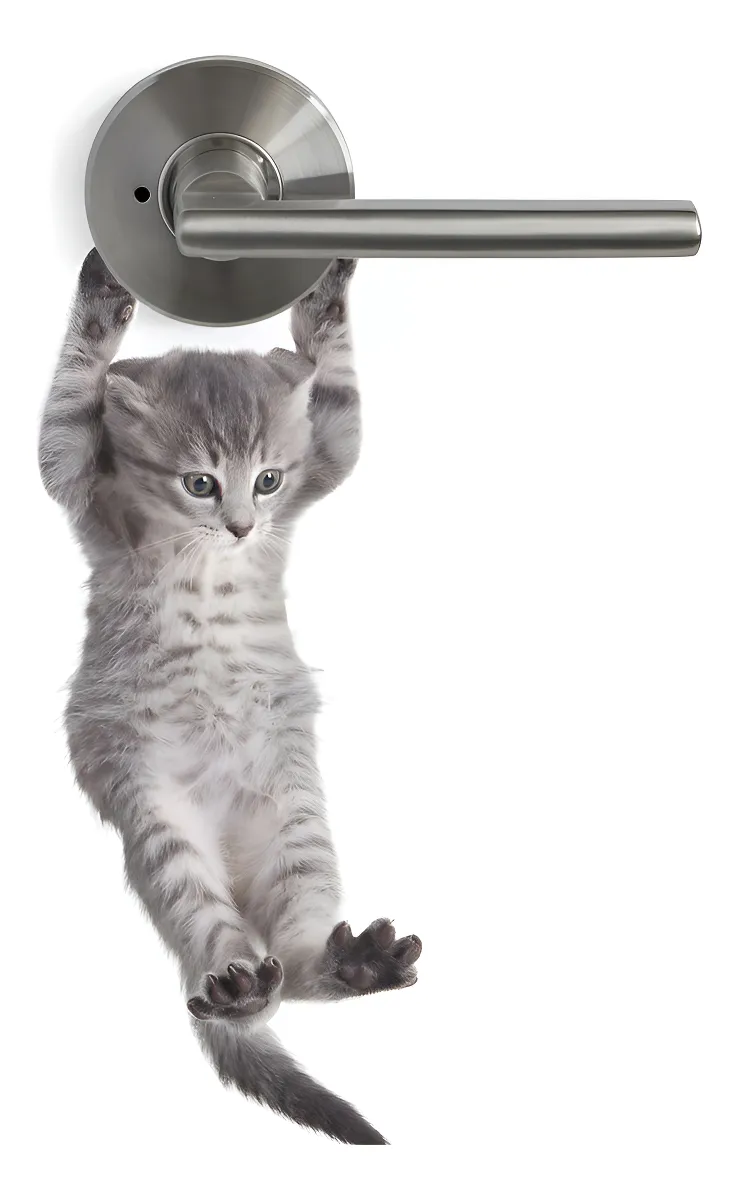Calcomanía Decorativa para Puerta Gatito Colgante para Bebé - Adhesivo Vinilo Gris para Habitación Infantil - Fácil Instalación y Larga Duración