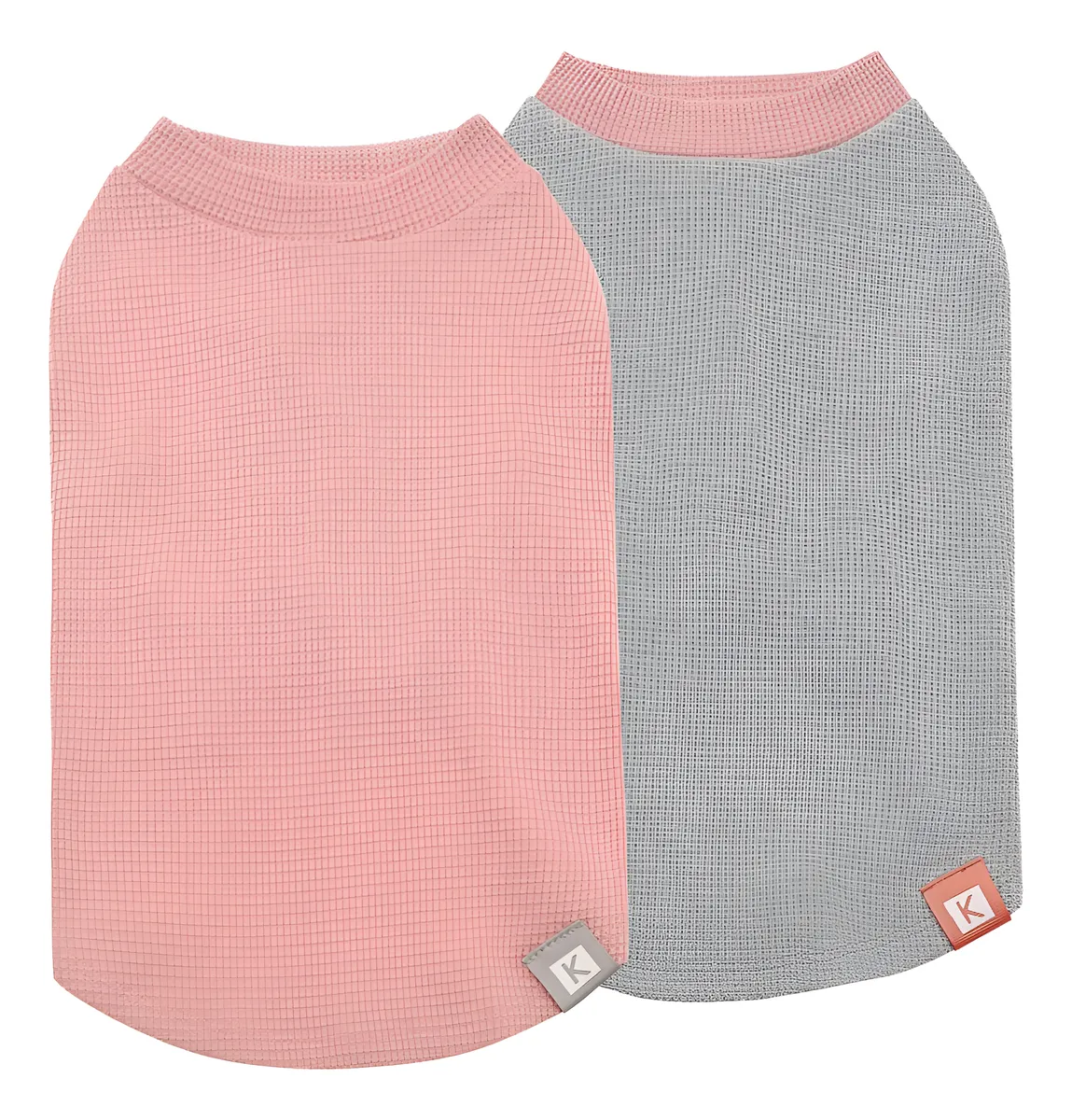 Pack 2 Camisas para Perros Gofres Talla Mediana | Ropa Cómoda y Estilosa para tu Mascota en Rosa y Gris