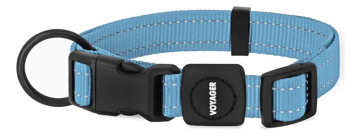 Collar Reflectante Ajustable para Perro con Hebilla Fuerte - Diseño para Nombre y Tamaño - Azul Bebé Duradero para Seguridad y Comodidad