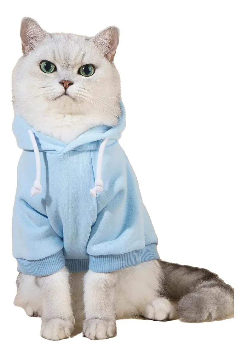 Sudadera Básica Cálida para Perros y Gatos | Ropa Mascotas Confortable Azul Claro | Ideal Invierno y Climas Fríos