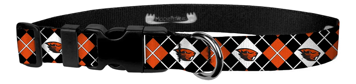 Collar Ajustable Argyle Negro y Naranja para Mascotas: Diseño Clásico, Comodidad Segura para Perros y Gatos