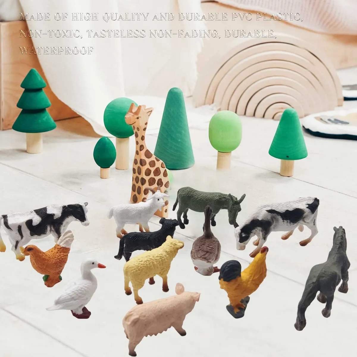 Juego de 73 piezas de accesorios de juguete para valla de corral, juego de paneles de valla de corral de granja con puerta, caballos, animales de granja para niños pequeños, juegos