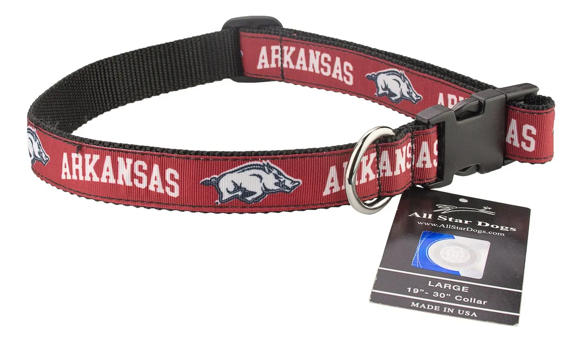 Collar para Perro Grande Arkansas Razorbacks Rojo - Diseño Premium y Duradero para Mascotas - Ajustable y Resistente