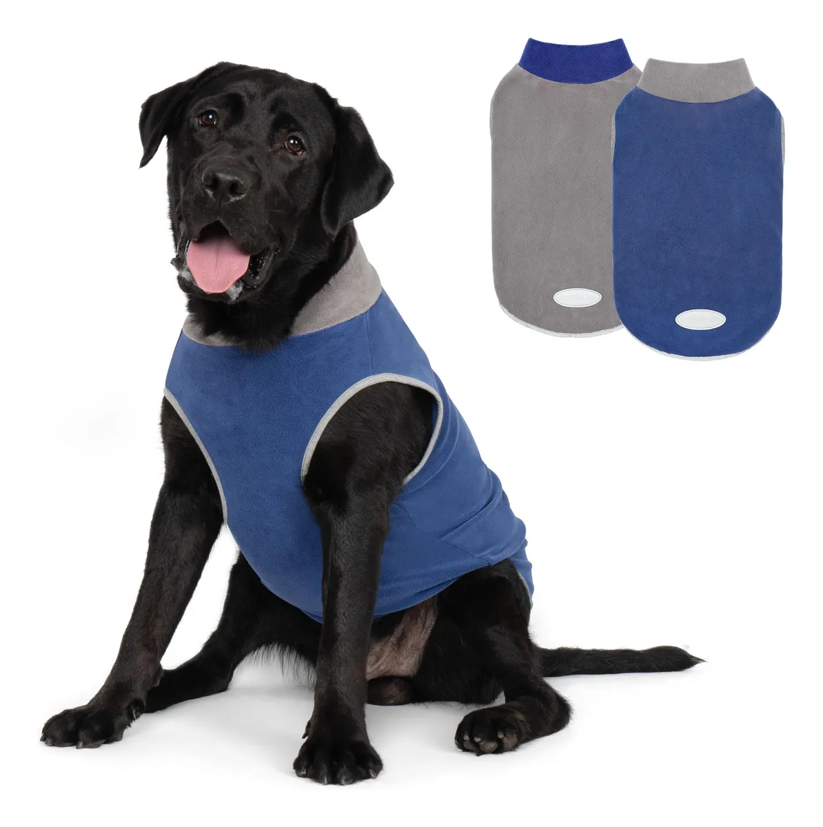 Pack 2 Suéteres Chaleco Polar para Perros - Ropa Calentita para Mascotas Invierno - Talla 2 - Azul Marino y Gris