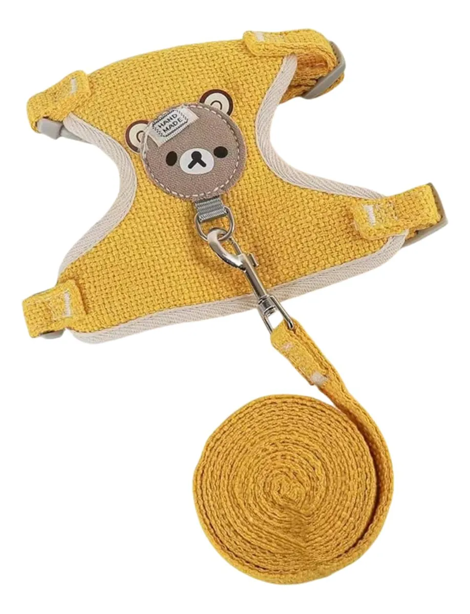 Arnés Ajustable Amarillo para Conejos y Gatos con Correa - Diseño de Nombre Personalizable para Máximo Confort y Seguridad