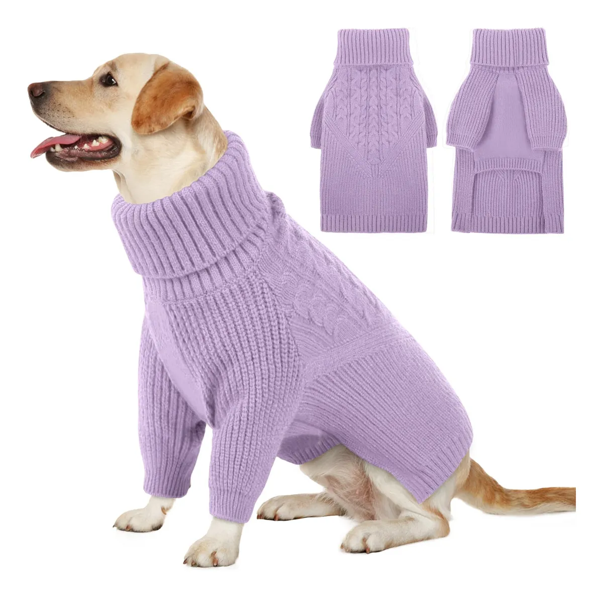 Suéter Cálido de Otoño Invierno para Perros Pequeños y Grandes en Color Lila | Ropa para Mascotas Cómoda y Resistente