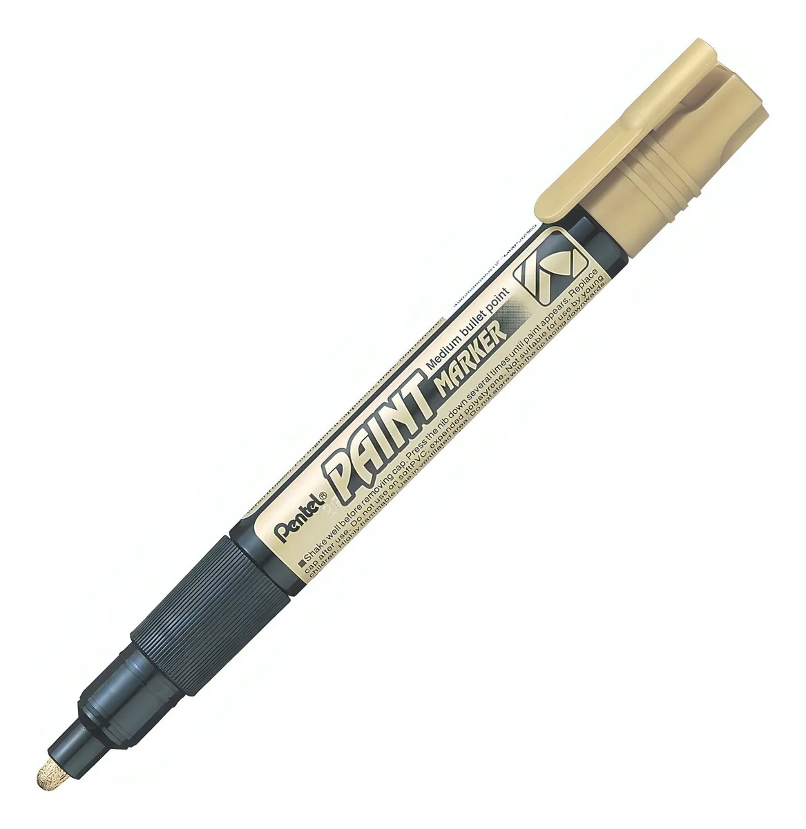Marcador Plumón Paint Marker Pentel MMP20 Metálico Permanente Secado Rápido Profesional para Manualidades y Decoración, Elige tu Color: Oro