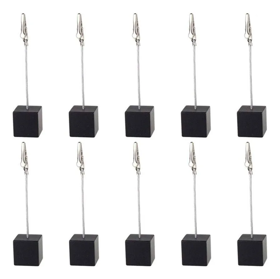 10 Piezas Soporte Tarjeta Mesa Negro - Clip Portafotos y Notas - Decoración Eventos y Hogar Profesional