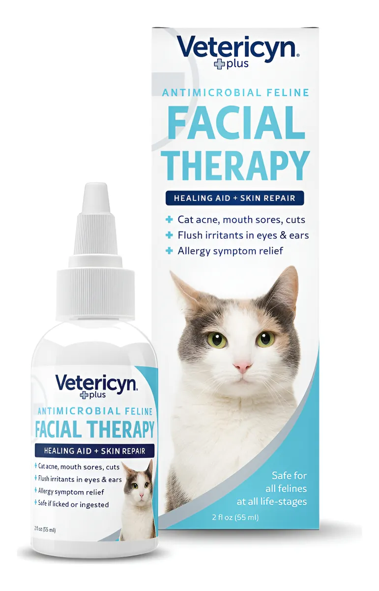 Terapia Facial Felina Avanzada para Acné, Cortes y Llagas en Gatos - Tratamiento Reparador y Calmante para la Piel - Fórmula Suave y Efectiva