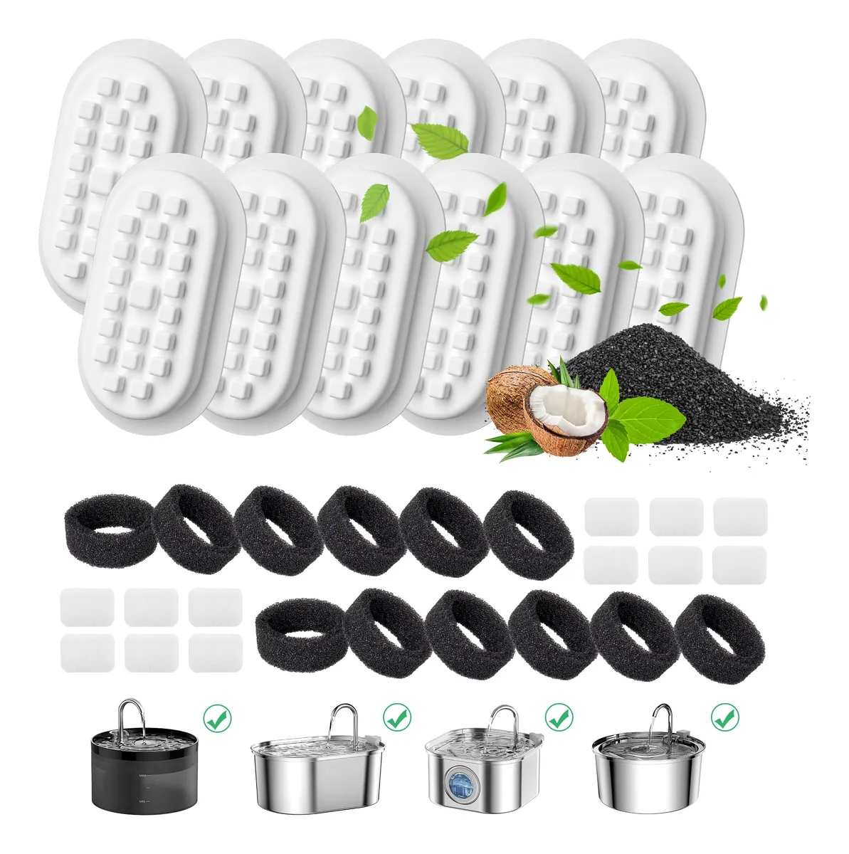 36 Filtros para Fuente de Agua de Gatos - Repuestos Universal Blanco y Negro | Hidratación Óptima para tu Mascota