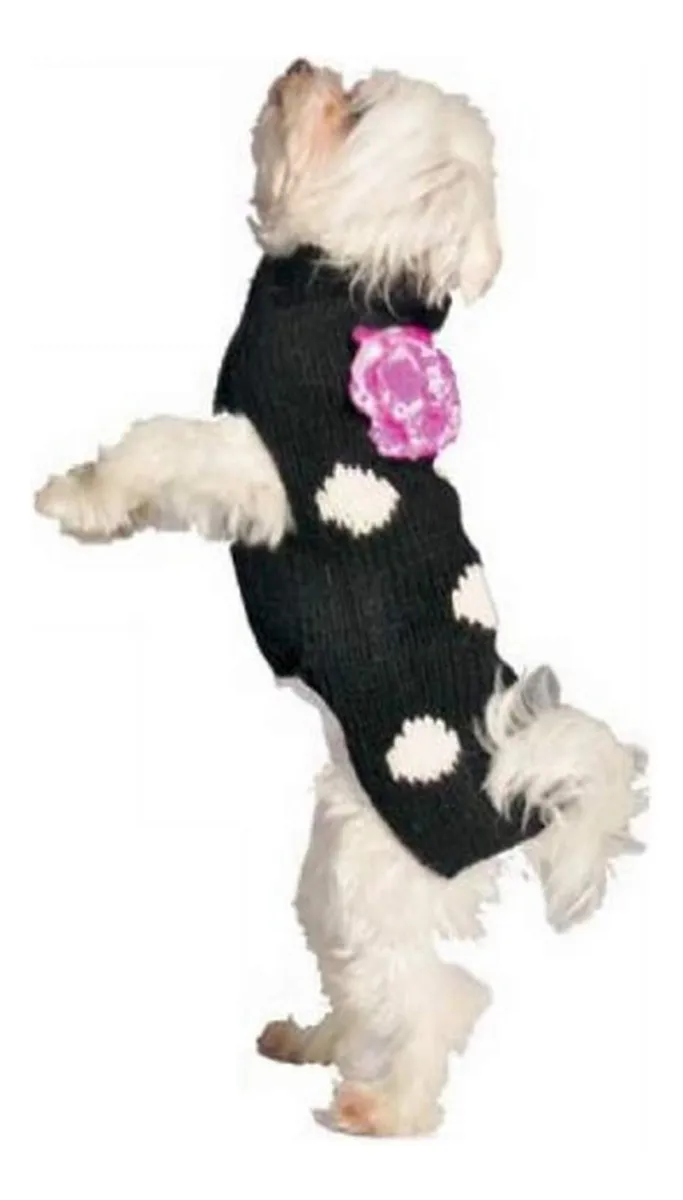 Suéter Clásico de Lunares Negros para Perro Talla XXS - Ropa Cómoda y Elegante para Mascotas Pequeñas - Negro Liso - Ideal para Clima Frío