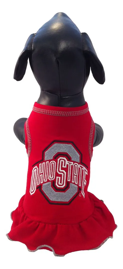 Vestido Perro All Star Dogs NCAA Ohio State Buckeyes Rojo - Ropa Deportiva para Mascotas Temáticas - Diseño Oficial Universitario